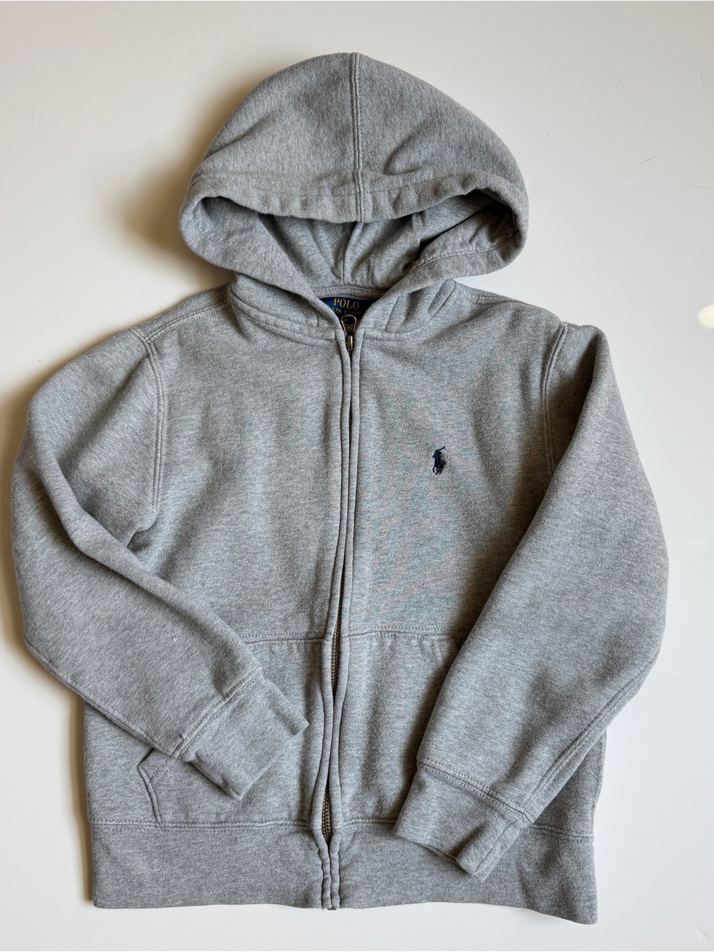 Ralph Lauren Fleece Hoodie Boys Size 8 Light Grey